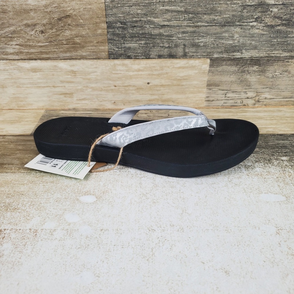 Sanuk Cosmic Shores Womens Sandals Sz 11 Black Leopard Footbed Slip On